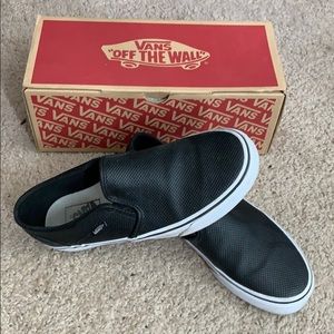 Vans Asher Perforated Leather Slip Ons